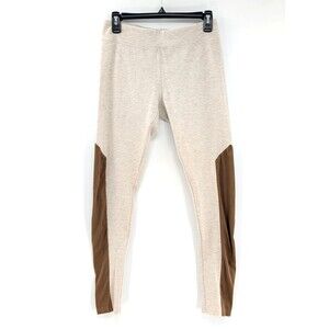 Bass Beige Tan Faux Suede Stripe Mid Rise Ankle Leggings Pants Equestrian Medium